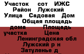 Участок 10 сот. (ИЖС) › Район ­ Лужский › Улица ­ Садовая › Дом ­ 22 › Общая площадь дома ­ 62 › Площадь участка ­ 10 › Цена ­ 1 900 000 - Ленинградская обл., Лужский р-н, Затуленье д. Недвижимость » Дома, коттеджи, дачи продажа   